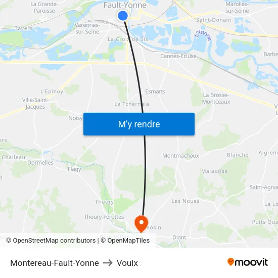 Montereau-Fault-Yonne to Voulx map