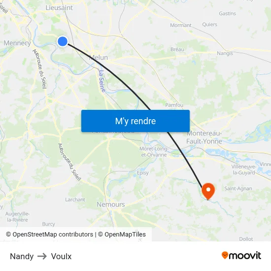 Nandy to Voulx map