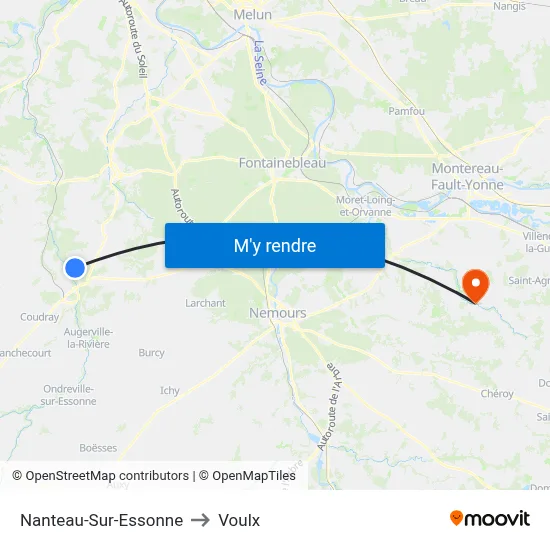 Nanteau-Sur-Essonne to Voulx map
