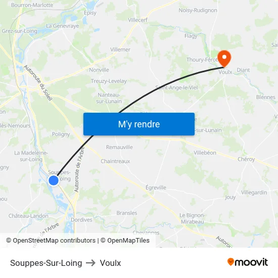 Souppes-Sur-Loing to Voulx map