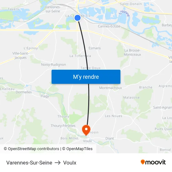 Varennes-Sur-Seine to Voulx map