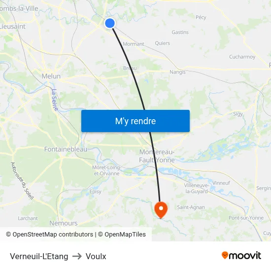 Verneuil-L'Etang to Voulx map