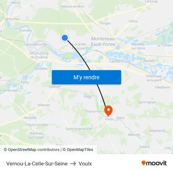 Vernou-La-Celle-Sur-Seine to Voulx map