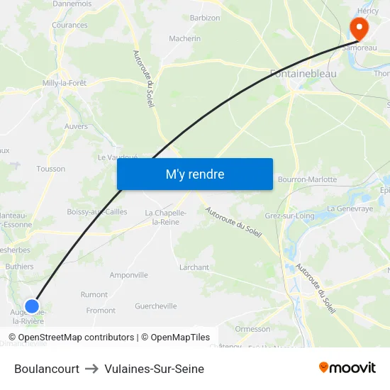 Boulancourt to Vulaines-Sur-Seine map