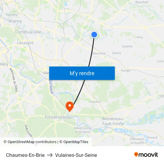 Chaumes-En-Brie to Vulaines-Sur-Seine map