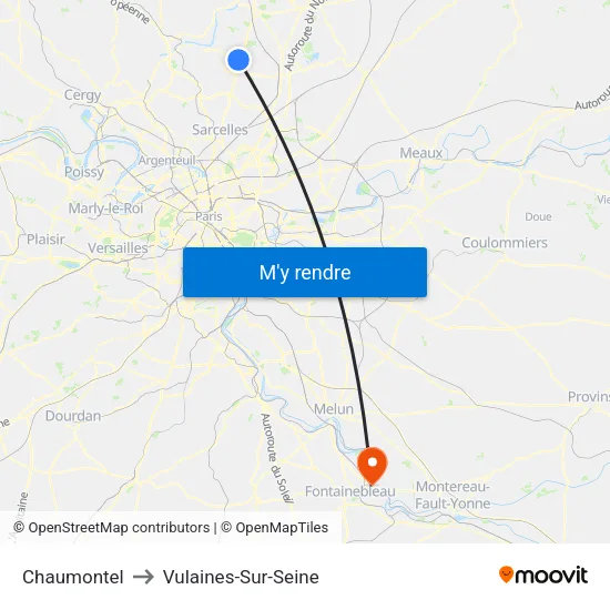Chaumontel to Vulaines-Sur-Seine map