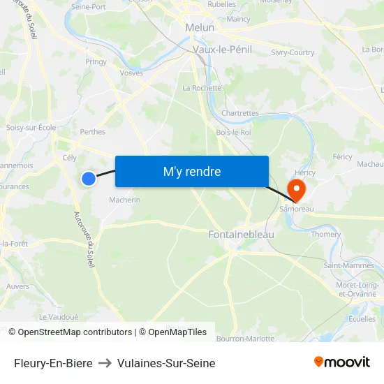 Fleury-En-Biere to Vulaines-Sur-Seine map