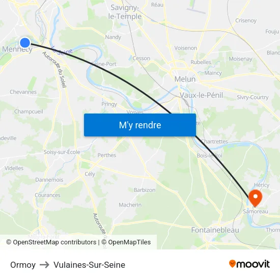 Ormoy to Vulaines-Sur-Seine map