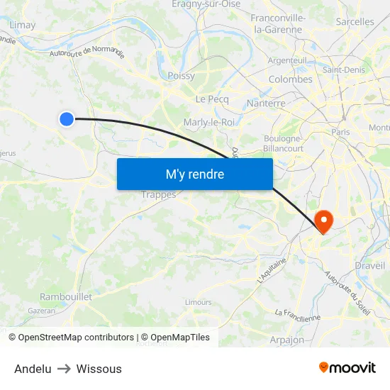 Andelu to Wissous map