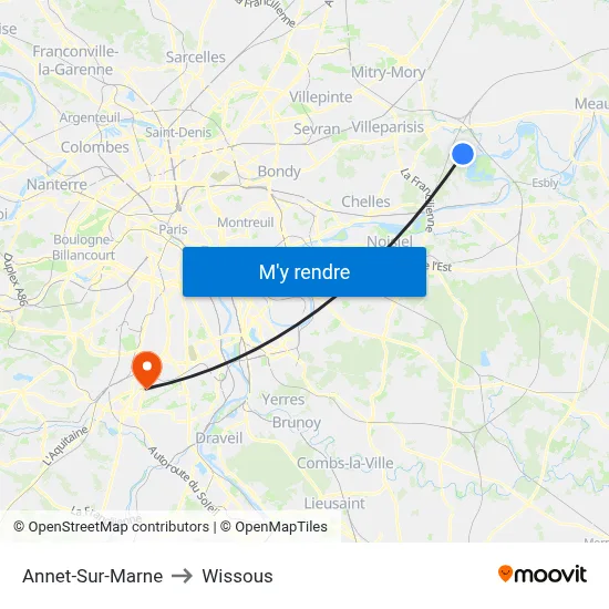 Annet-Sur-Marne to Wissous map