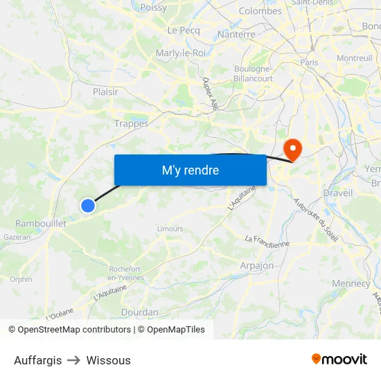 Auffargis to Wissous map