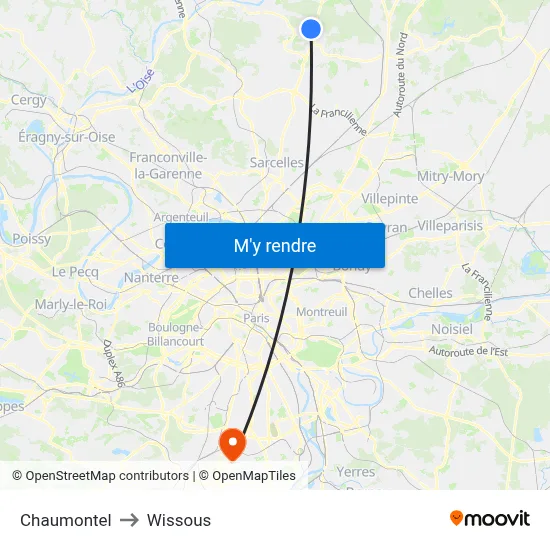 Chaumontel to Wissous map