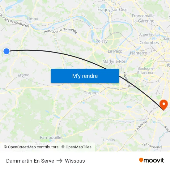 Dammartin-En-Serve to Wissous map
