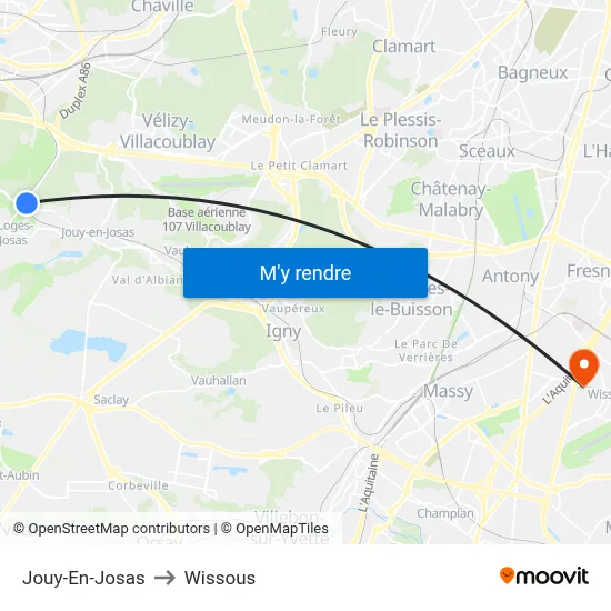 Jouy-En-Josas to Wissous map