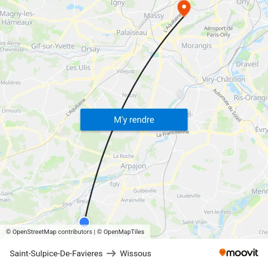 Saint-Sulpice-De-Favieres to Wissous map