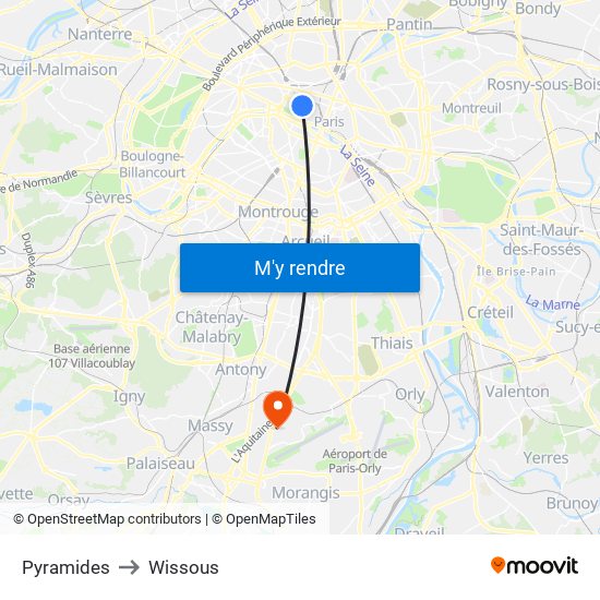 Pyramides to Wissous map