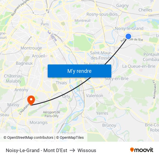 Noisy-Le-Grand - Mont D'Est to Wissous map