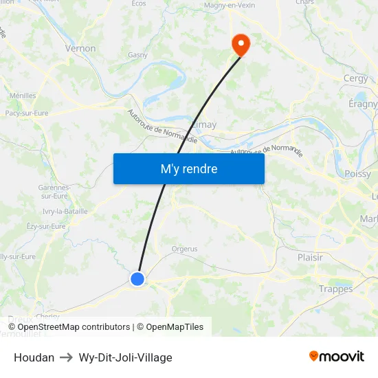 Houdan to Wy-Dit-Joli-Village map