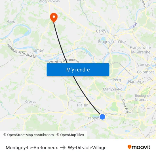 Montigny-Le-Bretonneux to Wy-Dit-Joli-Village map