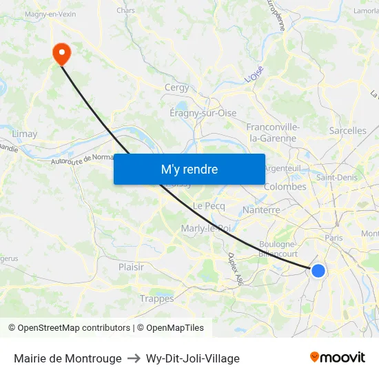 Mairie de Montrouge to Wy-Dit-Joli-Village map