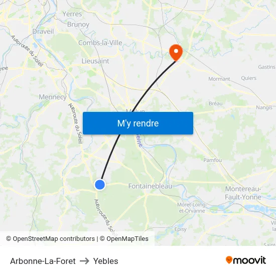 Arbonne-La-Foret to Yebles map