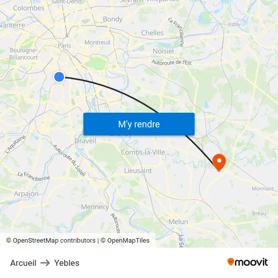 Arcueil to Yebles map