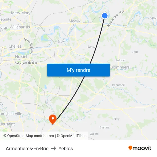 Armentieres-En-Brie to Yebles map