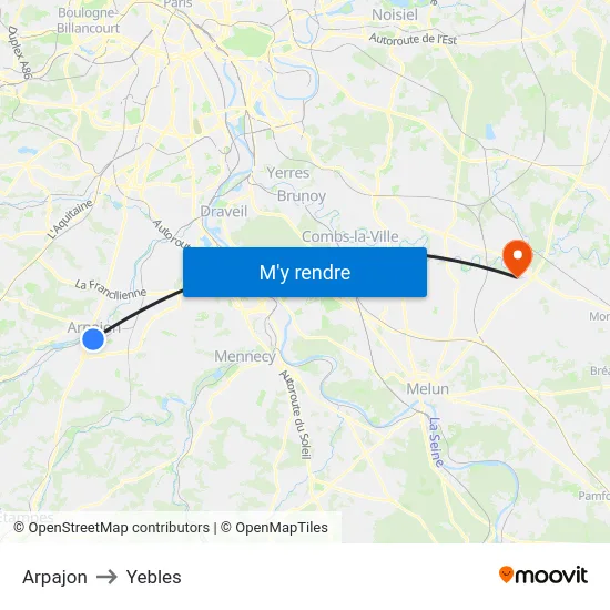 Arpajon to Yebles map