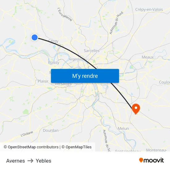 Avernes to Yebles map