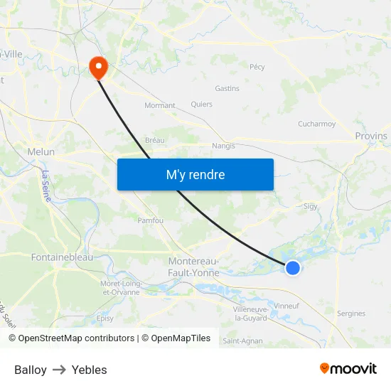 Balloy to Yebles map