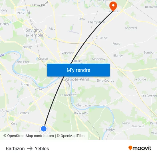 Barbizon to Yebles map