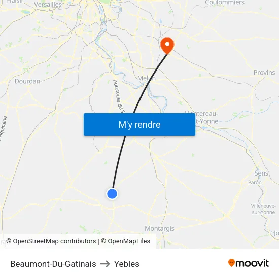 Beaumont-Du-Gatinais to Yebles map
