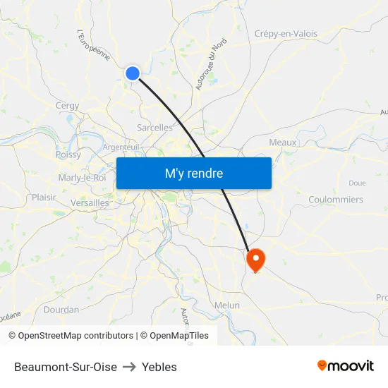 Beaumont-Sur-Oise to Yebles map