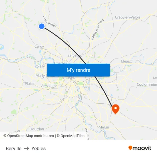 Berville to Yebles map