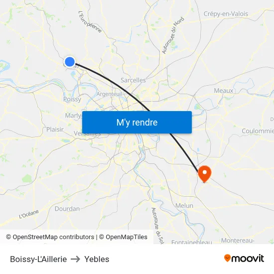 Boissy-L'Aillerie to Yebles map