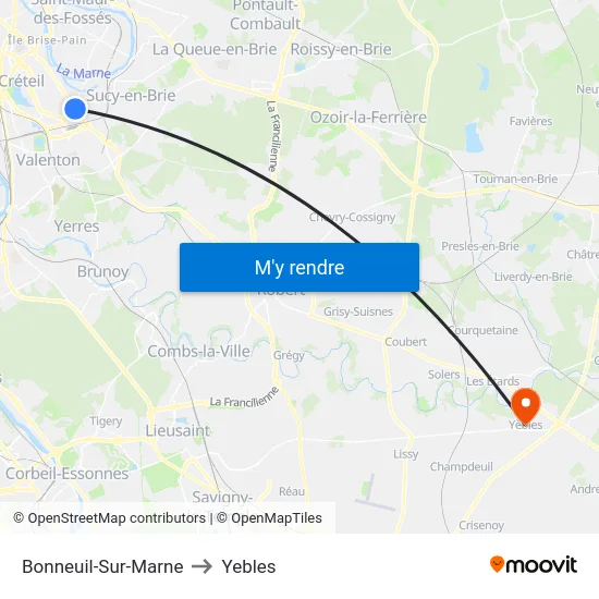 Bonneuil-Sur-Marne to Yebles map
