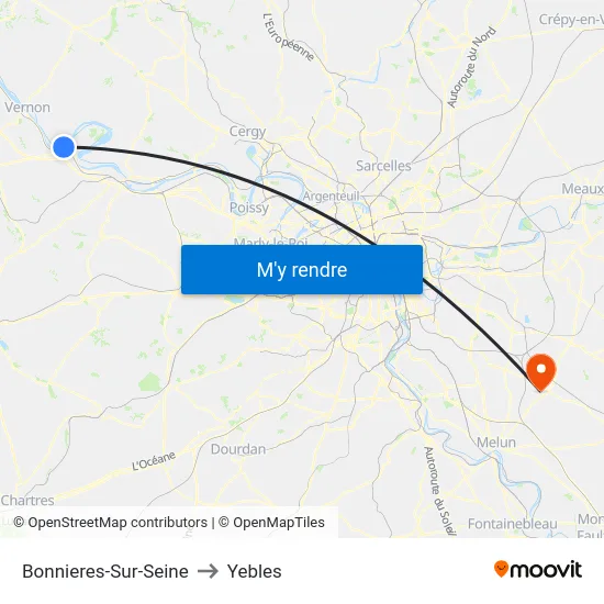 Bonnieres-Sur-Seine to Yebles map