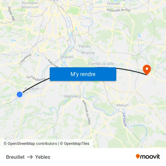 Breuillet to Yebles map