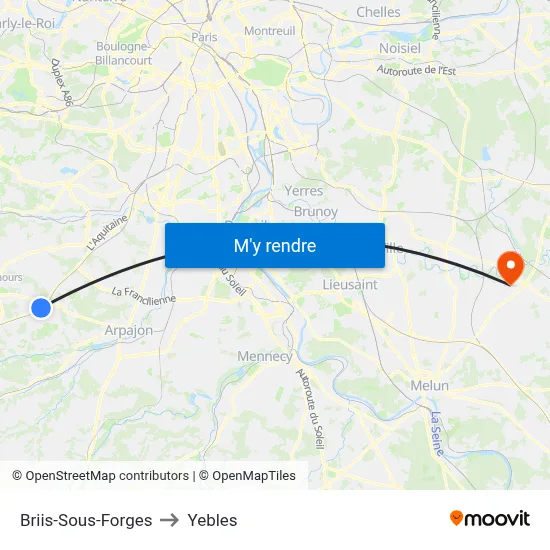 Briis-Sous-Forges to Yebles map