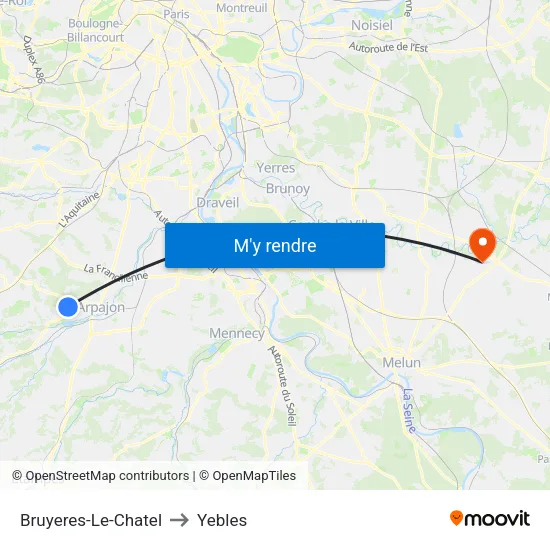 Bruyeres-Le-Chatel to Yebles map