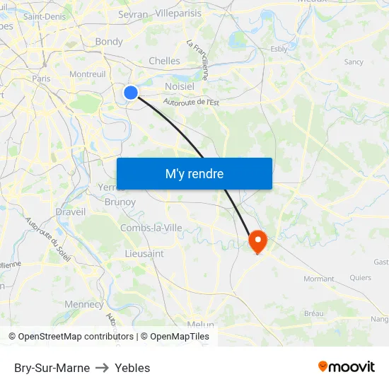 Bry-Sur-Marne to Yebles map