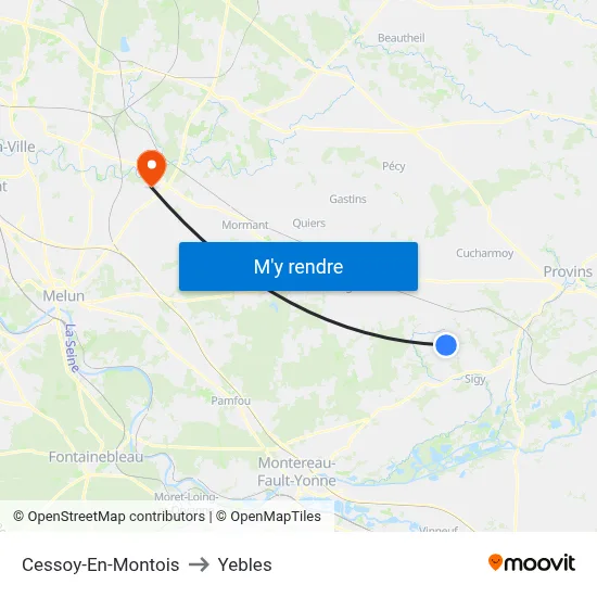 Cessoy-En-Montois to Yebles map