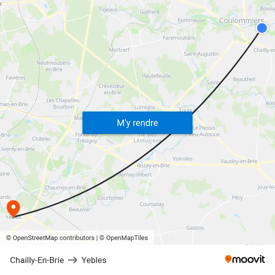 Chailly-En-Brie to Yebles map