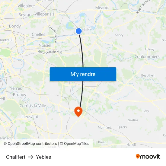 Chalifert to Yebles map