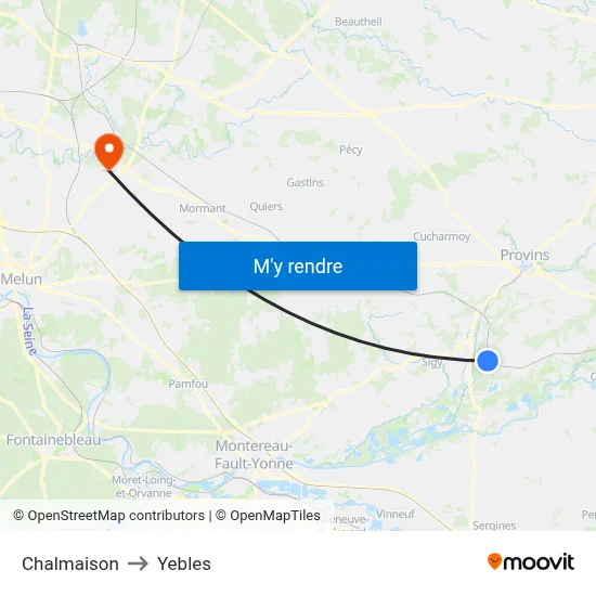 Chalmaison to Yebles map