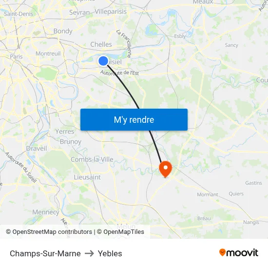 Champs-Sur-Marne to Yebles map