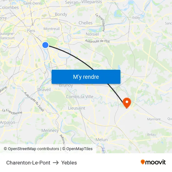 Charenton-Le-Pont to Yebles map