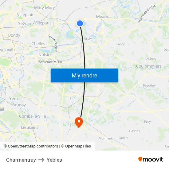 Charmentray to Yebles map