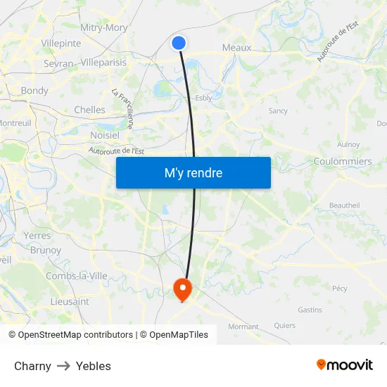 Charny to Yebles map