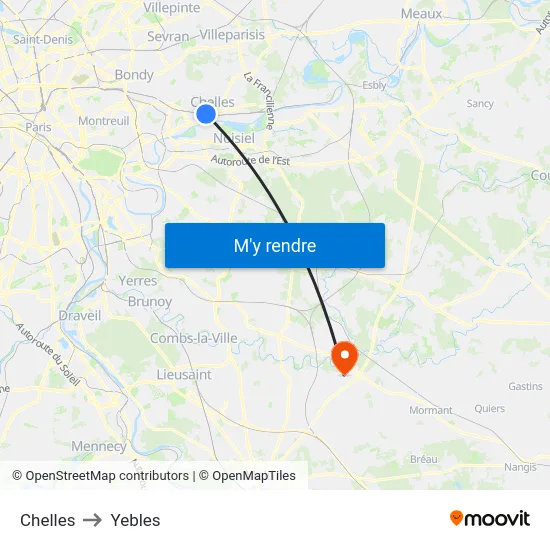 Chelles to Yebles map